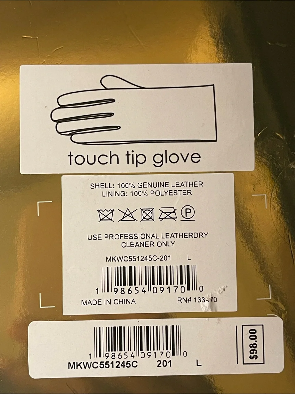 Michael Kors Black Leather Touch-Tip Gloves size Large